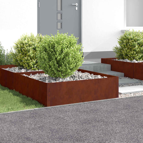 Vidaxl gazonrand 4 st 100 x 100 x 35 cm staal roestig