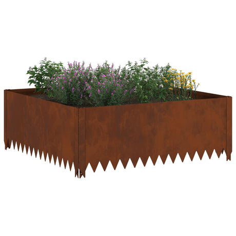 Vidaxl gazonrand 4 st 100 x 100 x 35 cm staal roestig