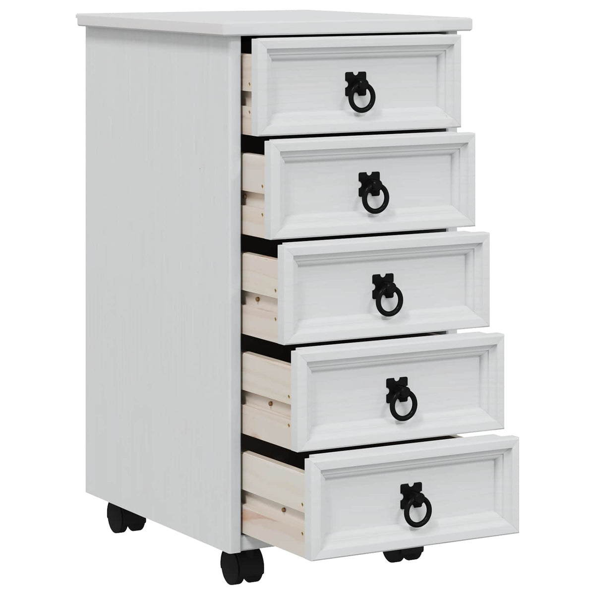 Vidaxl rolkast met lades corona massief grenenhout en engineered wood