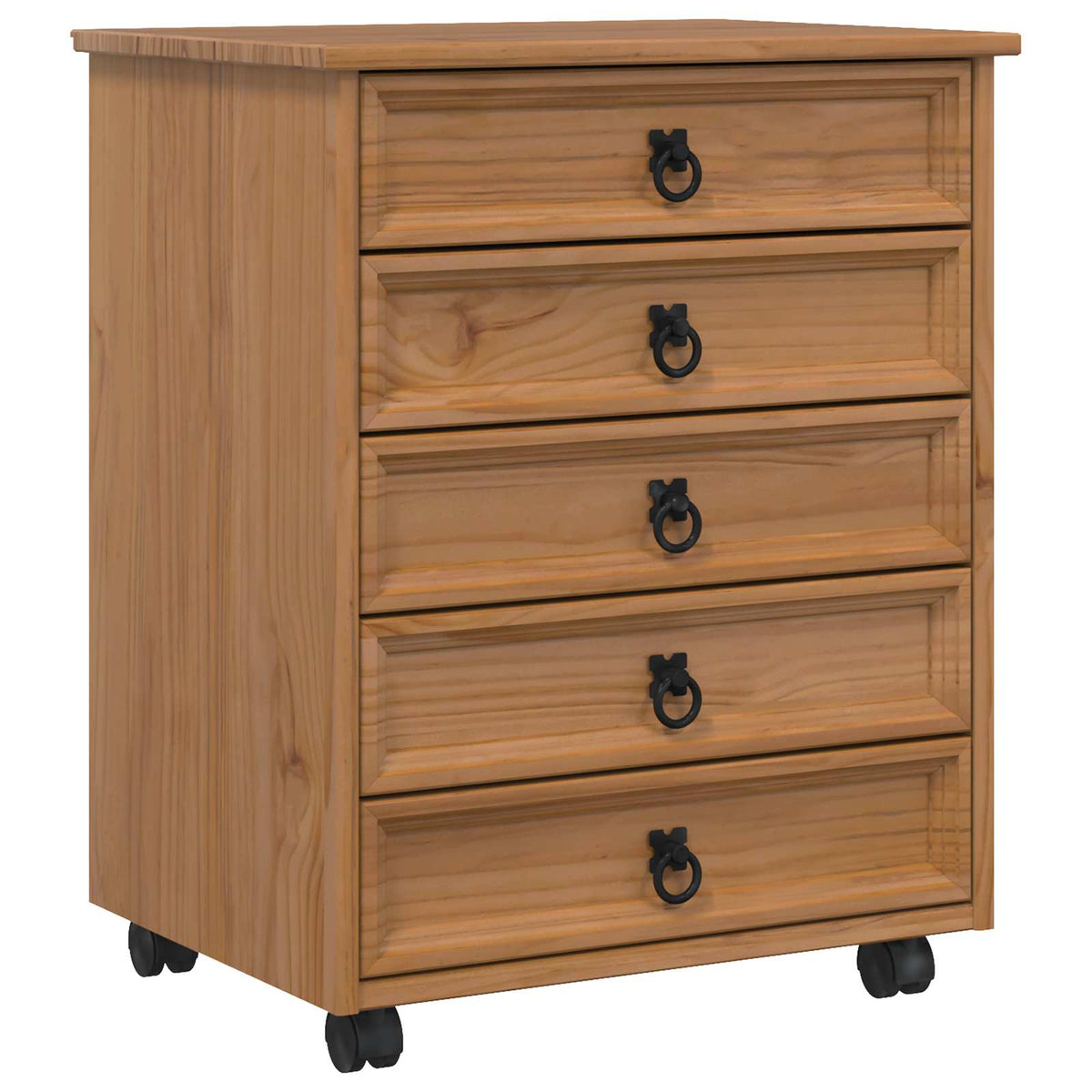 Vidaxl rolkast met lades corona massief grenenhout en engineered wood