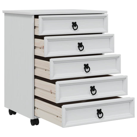 Vidaxl rolkast met lades corona massief grenenhout en engineered wood