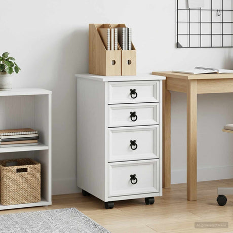 Vidaxl rolkast met lades corona massief grenenhout en engineered wood