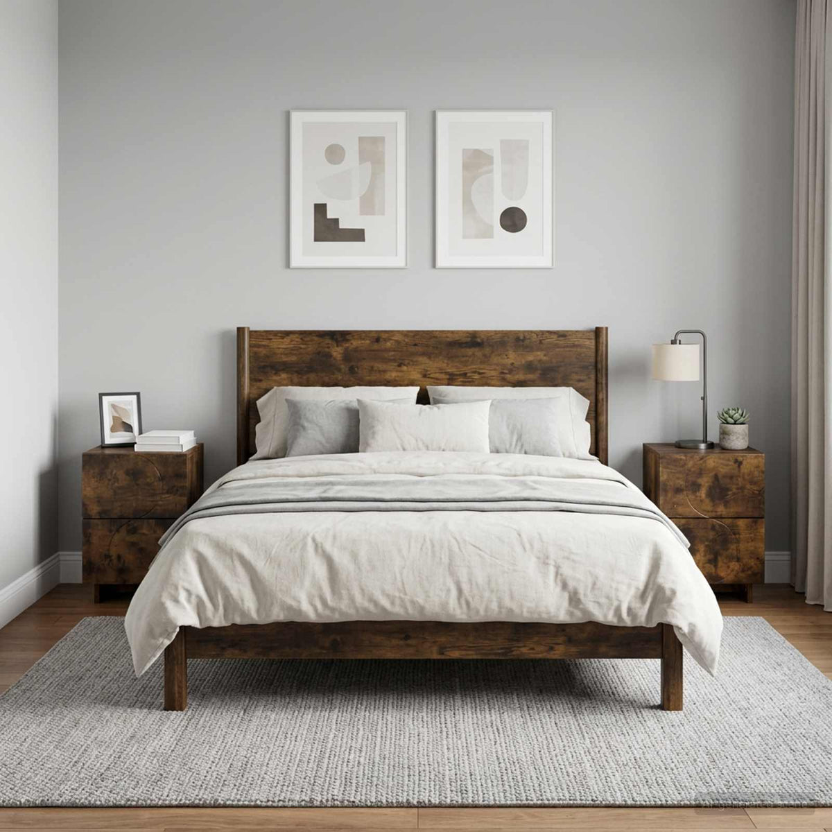 Vidaxl nachtkastje 2 st gerookt eiken 33,5 x 34,5 x 50 cm bewerkt hout