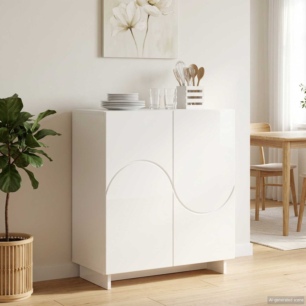 Vidaxl dressoir hoogglans wit 67 x 34,5 x 75 cm bewerkt hout