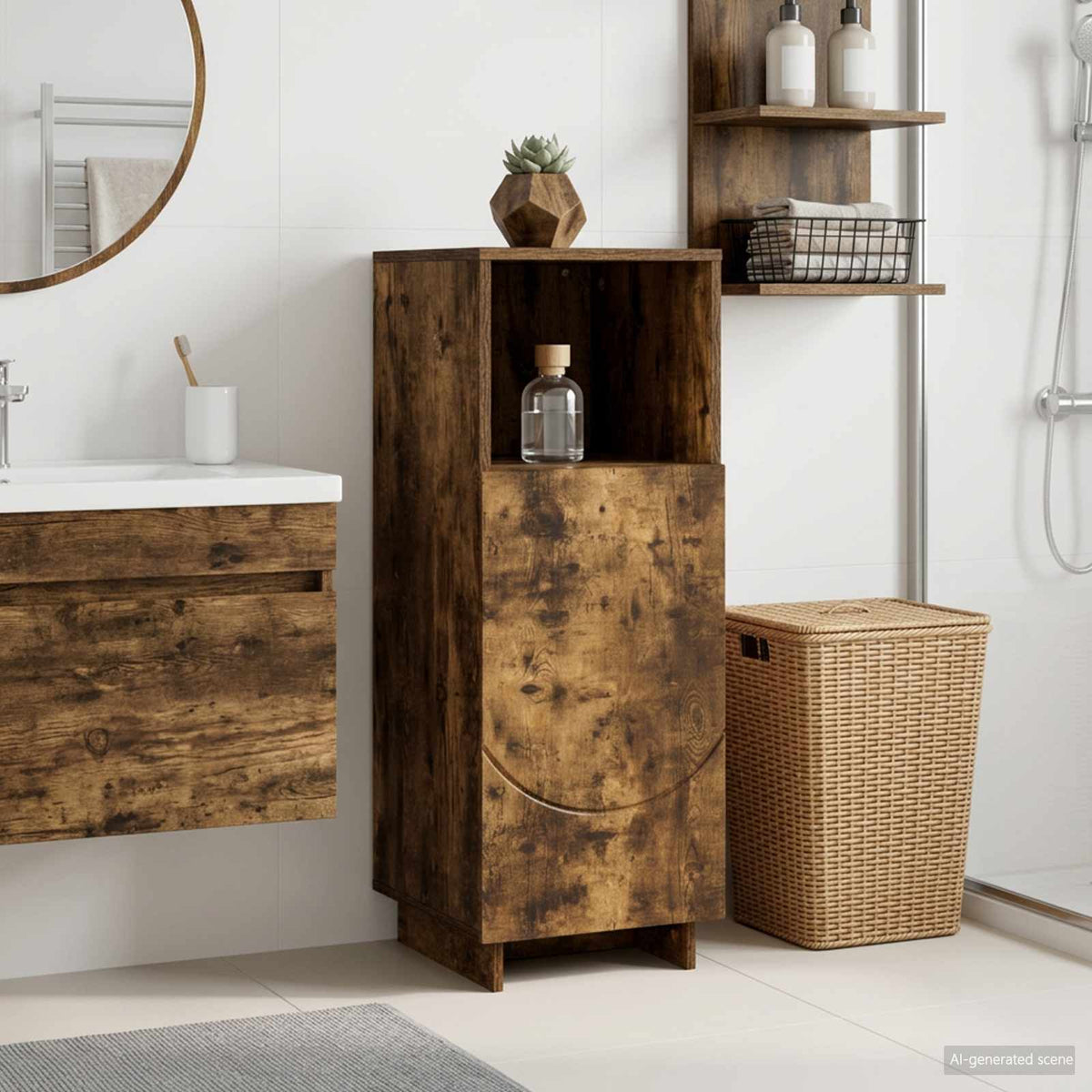 Vidaxl badkamerkast gerookt eiken 36,5 x 38 x 95 cm bewerkt hout