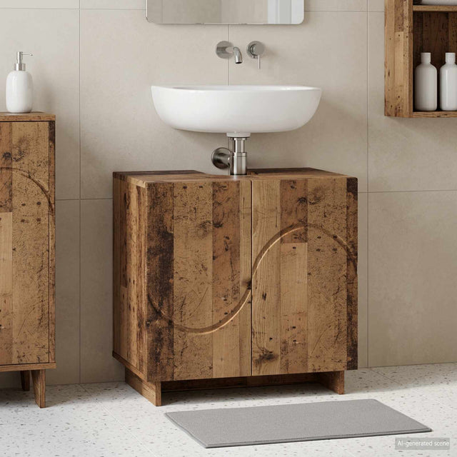 Vidaxl badkamerkast oud hout 60 x 41 x 58 cm bewerkt hout