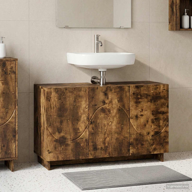 Vidaxl badkamerkast gerookt eiken 101 x 41 x 58 cm bewerkt hout