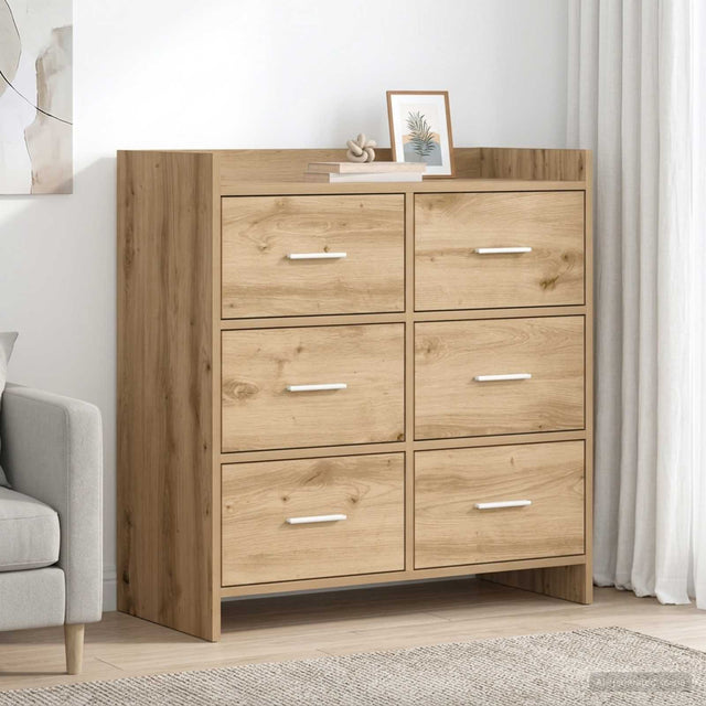 Vidaxl dressoir artisanaal eiken 75 x 33 x 80 cm bewerkt hout
