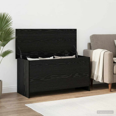 Vidaxl opbergkist met opslag zwart eiken 100 x 40 x 50 cm bewerkt hout