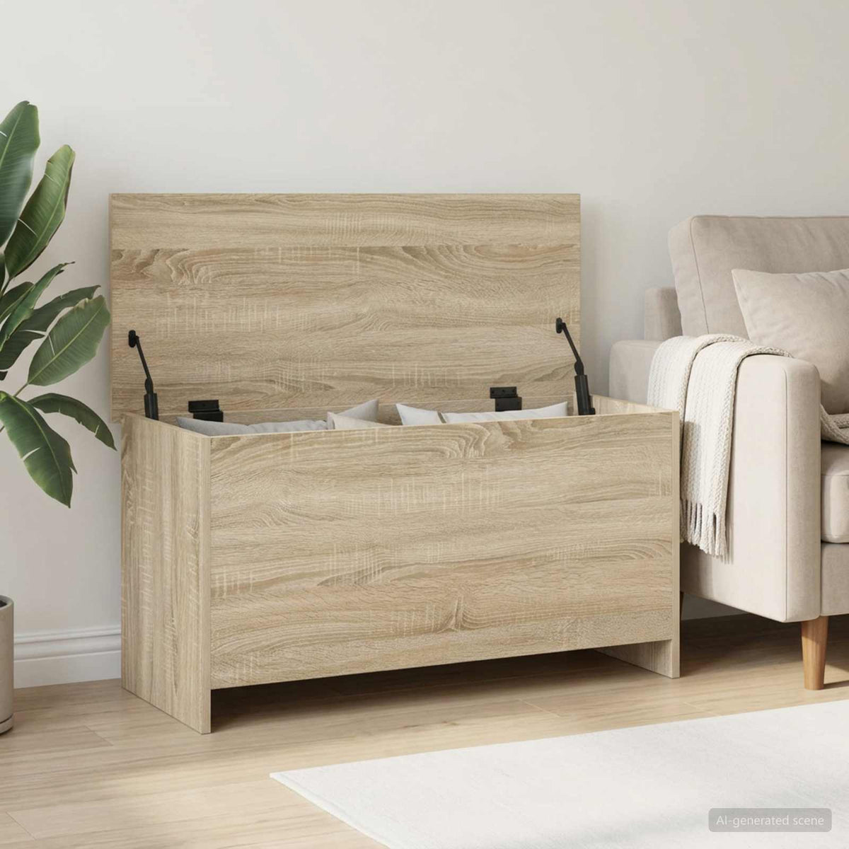 Vidaxl opbergkist sonoma eiken 100 x 40 x 50 cm bewerkt hout