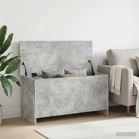 Vidaxl opbergkist met opslag betongrijs 100 x 40 x 50 cm bewerkt hout