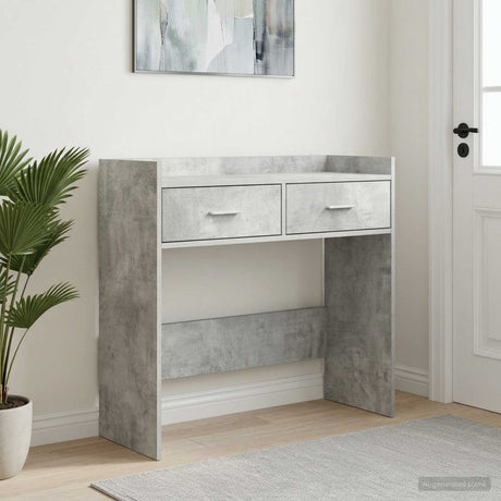 Vidaxl wandtafel betongrijs 90 x 35 x 80 cm bewerkt hout