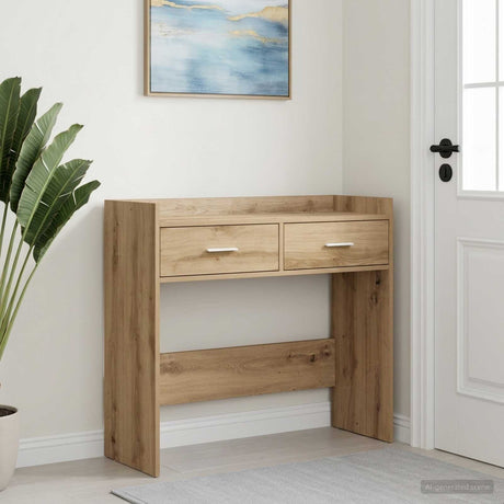 Vidaxl wandtafel artisanaal eiken 90 x 35 x 80 cm bewerkt hout