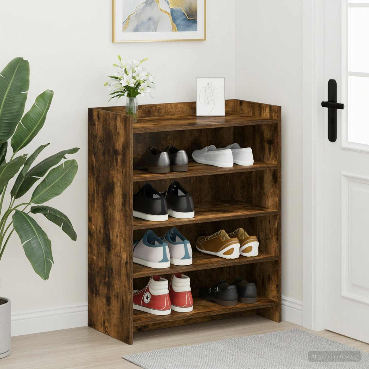 Vidaxl schoenenkast gerookt eiken 73,5 x 36 x 92 cm bewerkt hout
