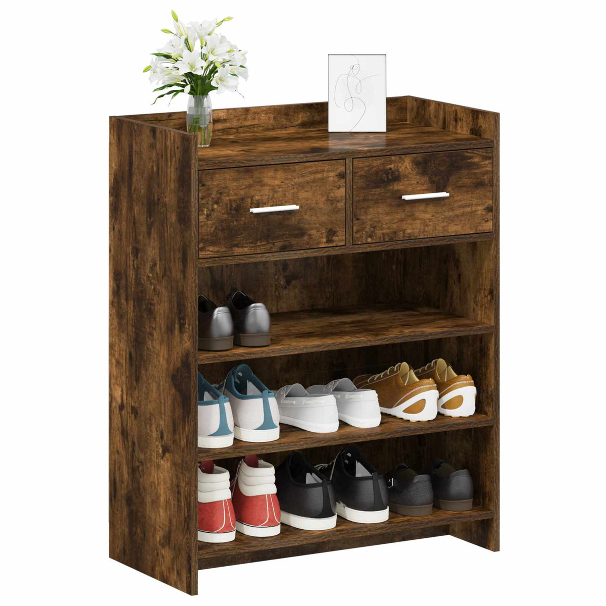 Vidaxl schoenenkast 73,5 x 36 x 92 cm bewerkt hout gerookt eiken