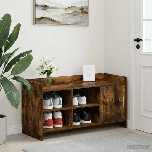 Vidaxl schoenenkast gerookt eiken 100 x 39,5 x 51 cm bewerkt hout