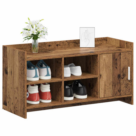 Vidaxl schoenenkast oud hout 100 x 39,5 x 51 cm bewerkt hout