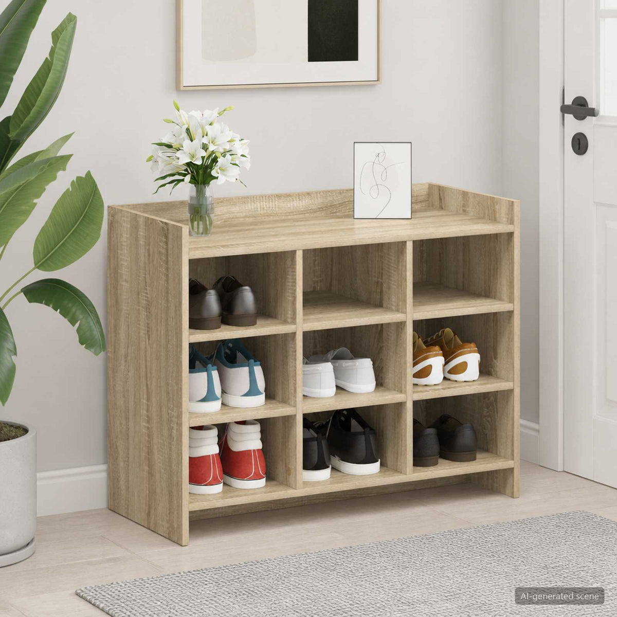 Vidaxl schoenenkast sonoma eiken 85 x 39,5 x 70 cm bewerkt hout