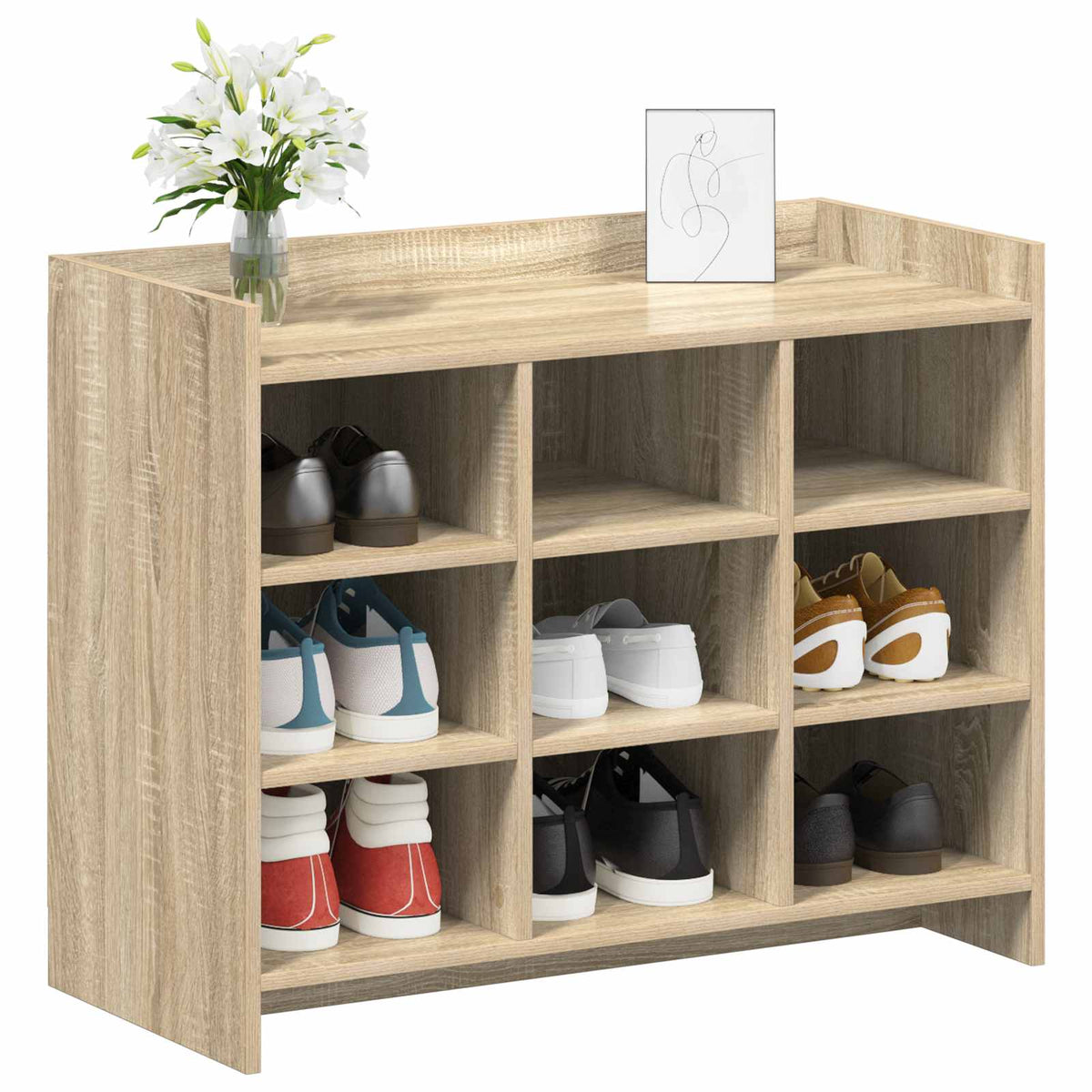 Vidaxl schoenenkast sonoma eiken 85 x 39,5 x 70 cm bewerkt hout