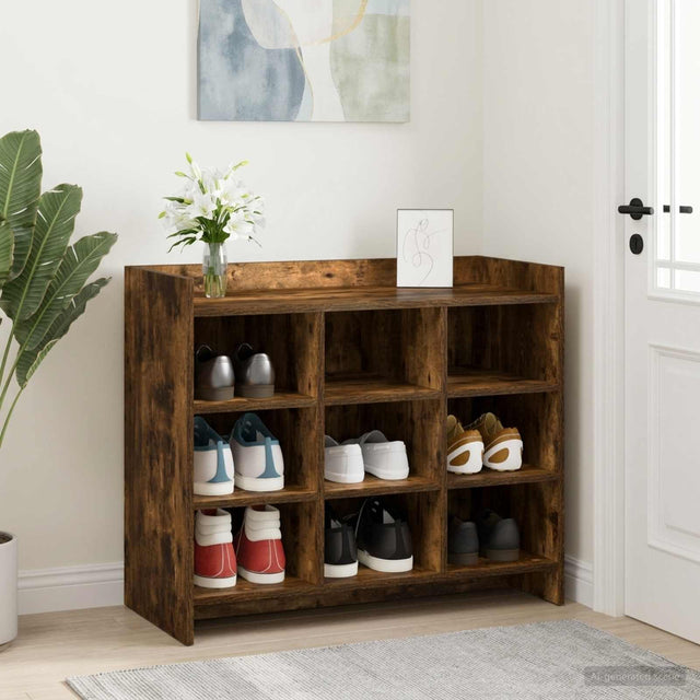 Vidaxl schoenenkast gerookt eiken 85 x 39,5 x 70 cm bewerkt hout
