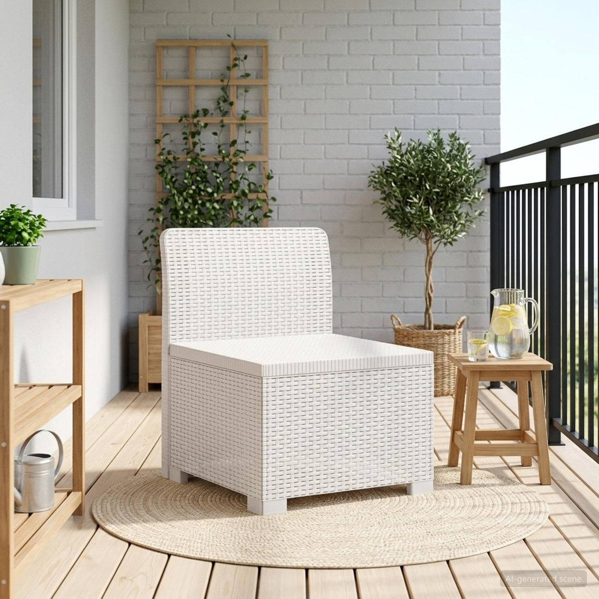 Vidaxl eénpersoons tuinbank rattan look pp wit