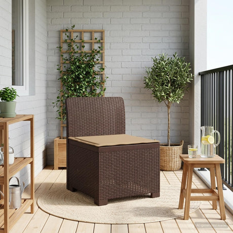 Vidaxl eénpersoons tuinbank met kussen rattan look pp bruin
