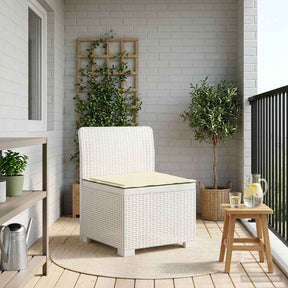 Vidaxl eénpersoons tuinbank met kussen rattan look pp wit