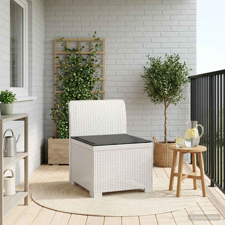 Vidaxl eénpersoons tuinbank met kussen rattan look pp wit