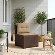 Vidaxl eénpersoons tuinbank met kussens rattan look pp bruin