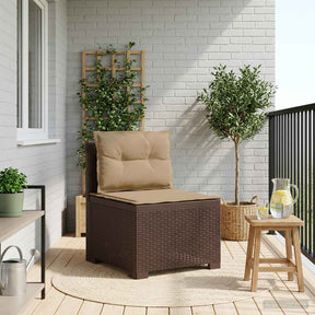 Vidaxl eénpersoons tuinbank met kussens rattan look pp bruin