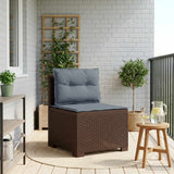 Vidaxl eénpersoons tuinbank met kussens rattan look pp bruin