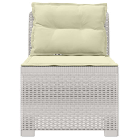 Vidaxl eénpersoons tuinbank met kussens rattan look pp wit