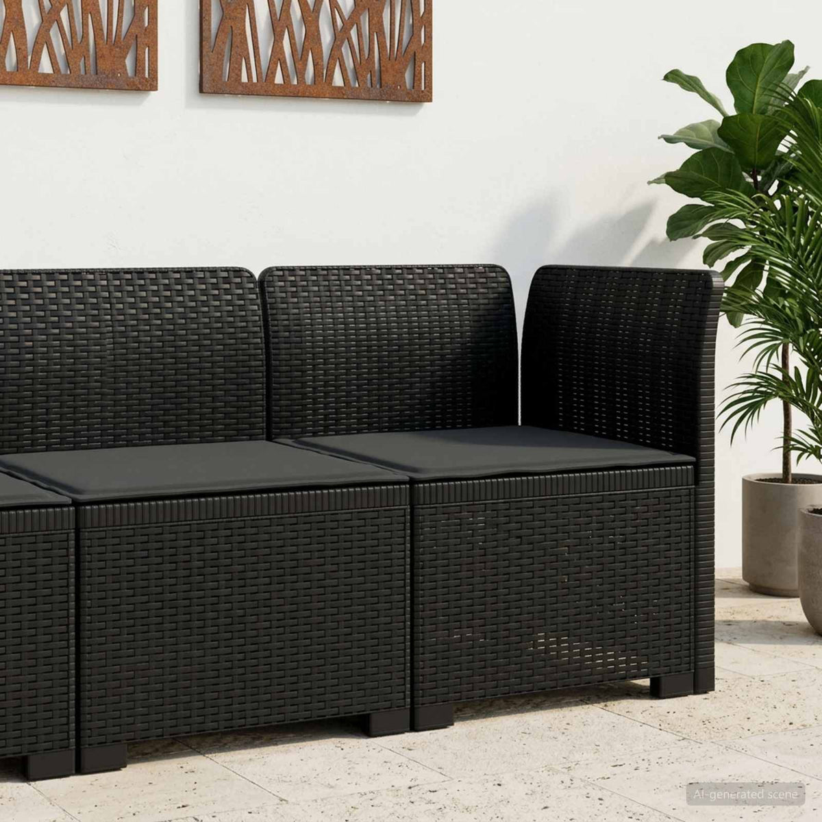 Vidaxl eénpersoons tuinbank met kussen rattan look pp antraciet