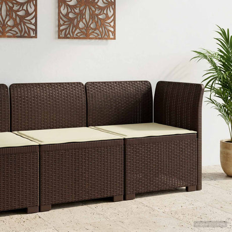 Vidaxl eénpersoons tuinbank met kussen rattan look pp bruin