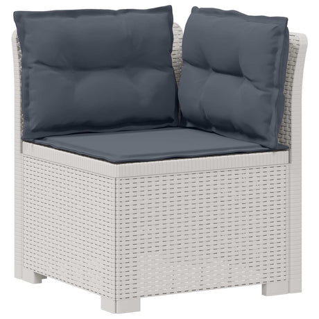 Vidaxl eénpersoons tuinbank met kussens rattan look pp wit