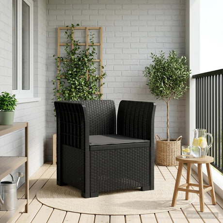 Vidaxl eénpersoons fauteuil met kussen rattan look pp antraciet