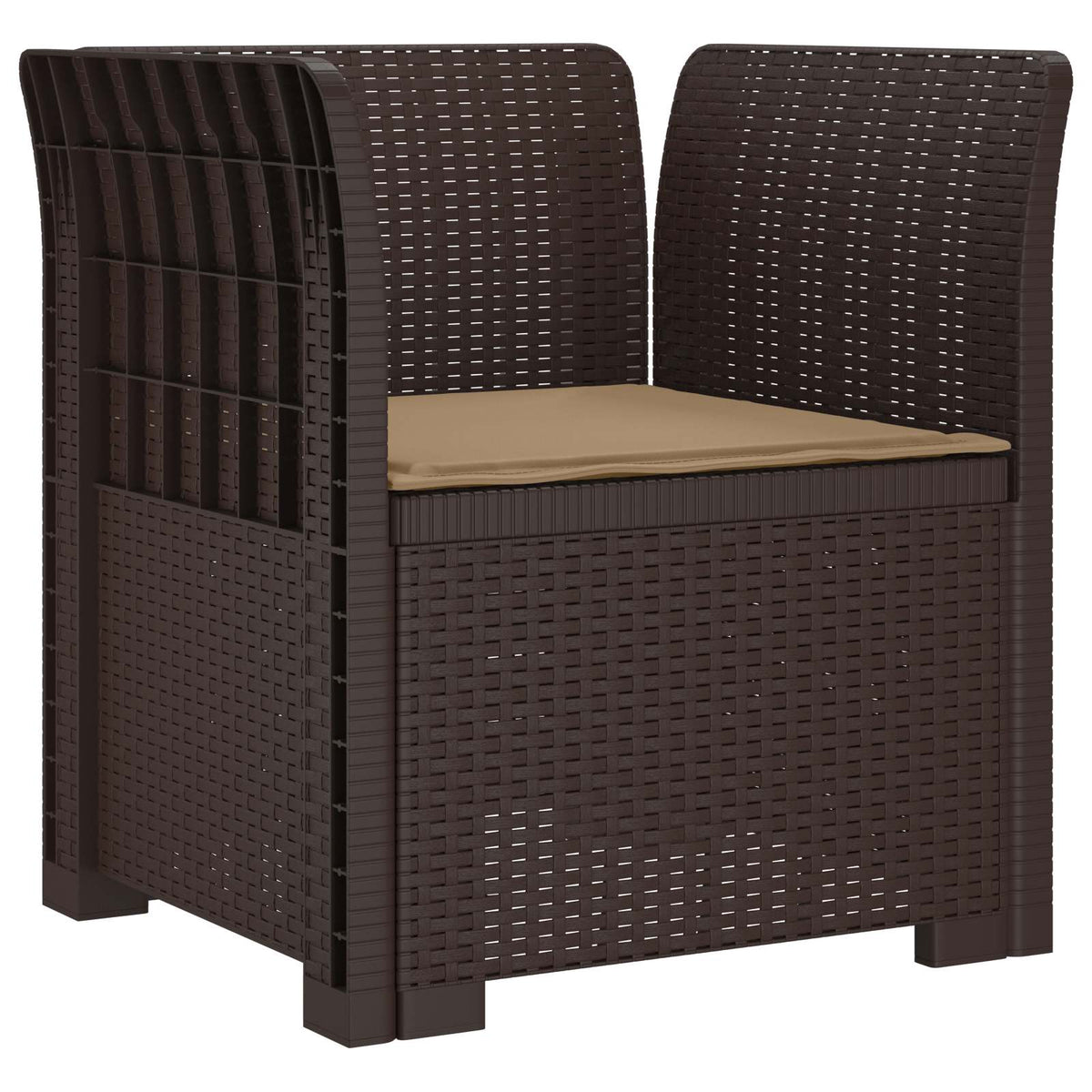 Vidaxl eénpersoons fauteuil met kussen rattan look pp bruin