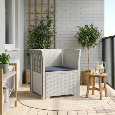 Vidaxl eénpersoons fauteuil met kussen rattan look pp wit