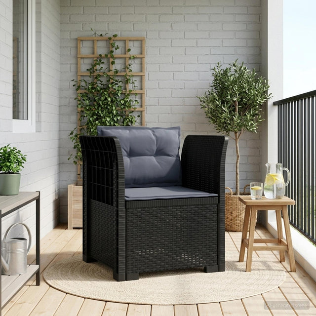 Vidaxl eénpersoons fauteuil met kussens rattan look pp antraciet
