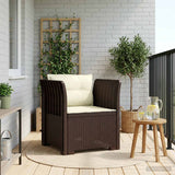 Vidaxl eénpersoons fauteuil met kussens rattan look pp bruin