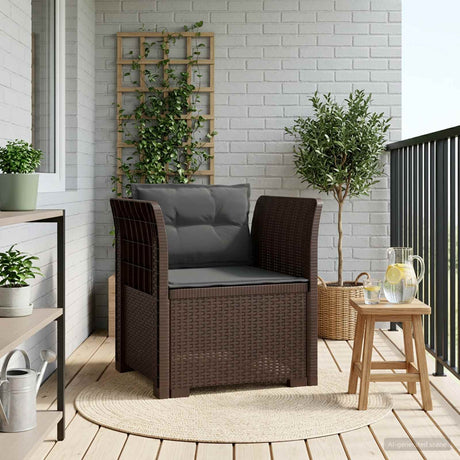 Vidaxl eénpersoons fauteuil met kussens rattan look pp bruin