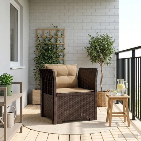 Vidaxl eénpersoons fauteuil met kussens rattan look pp bruin