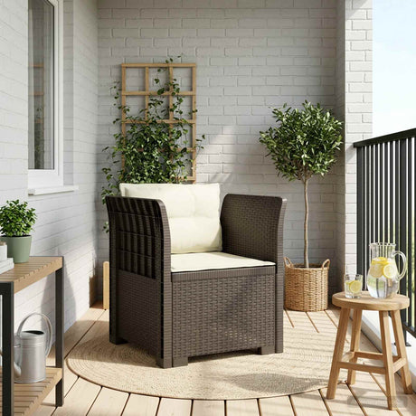 Vidaxl eénpersoons fauteuil met kussens rattan look pp lichtgrijs
