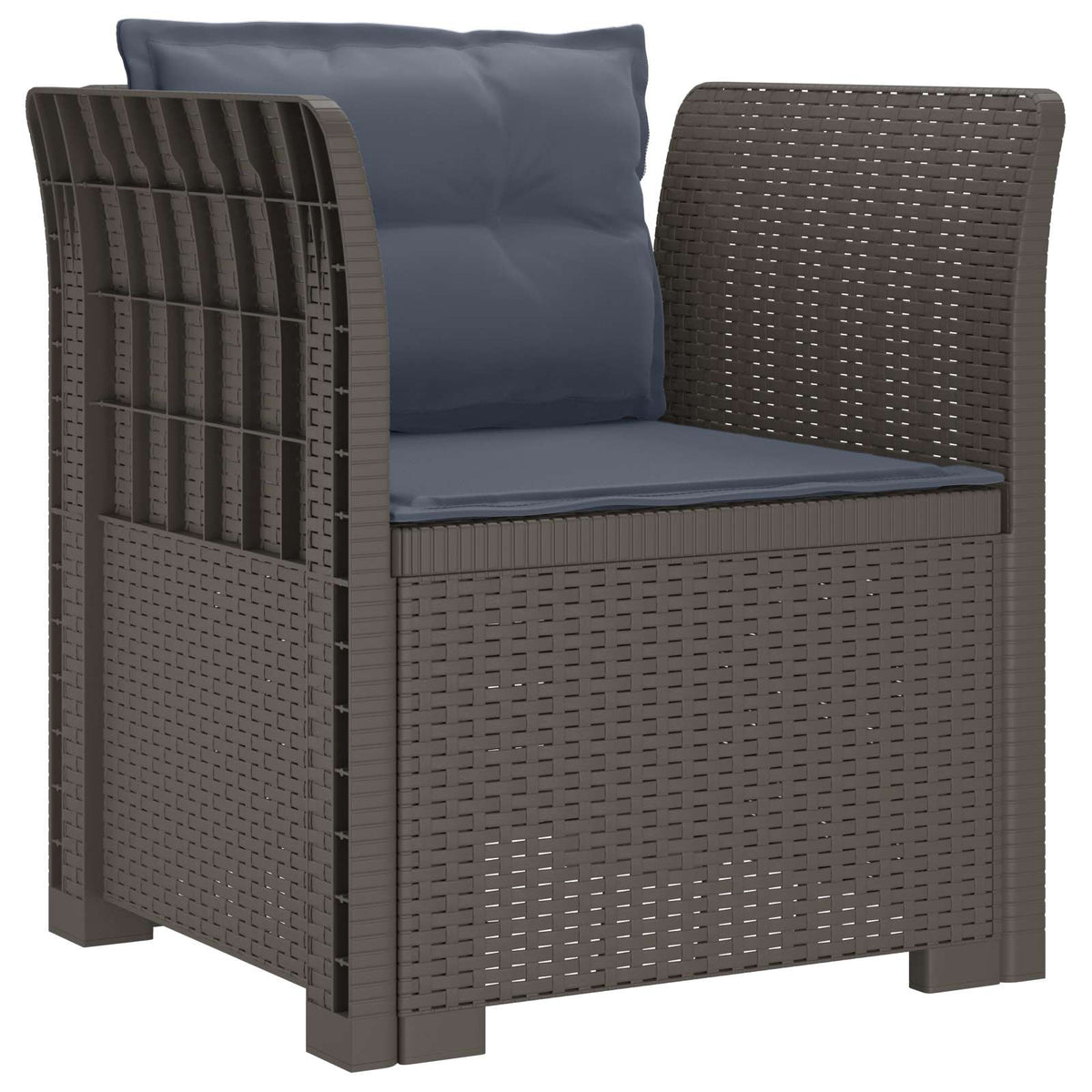 Vidaxl eénpersoons fauteuil met kussens rattan look pp lichtgrijs