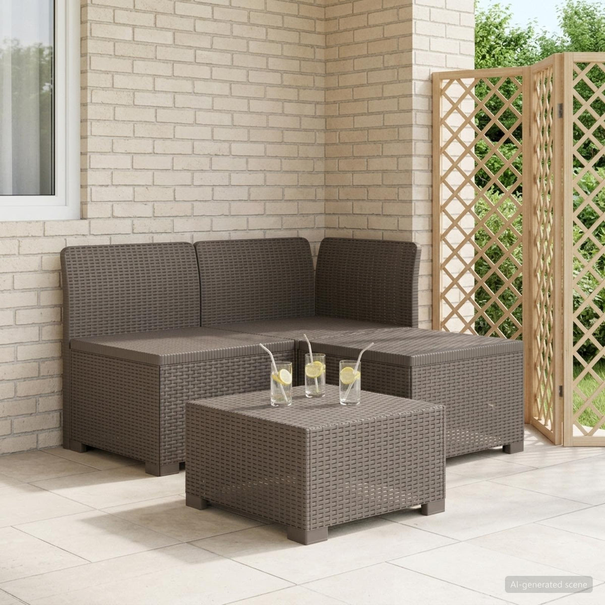 Vidaxl 3-zits tuinbank in rattan look 3-zits pp lichtgrijs