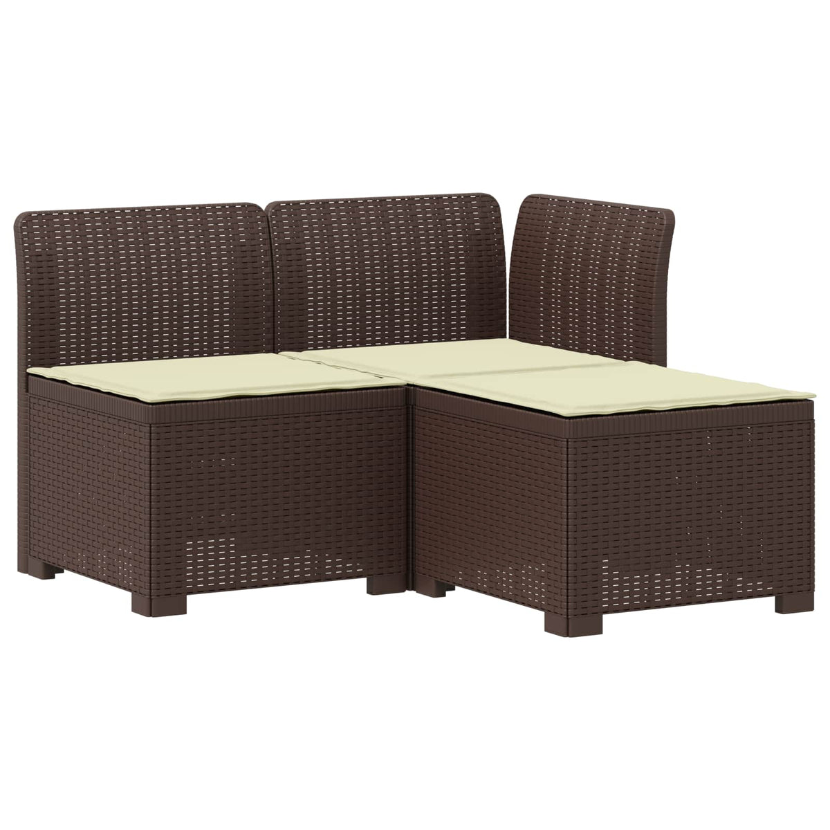Vidaxl 3-zits tuinbank met kussens in rattanlook 3-zits pp bruin