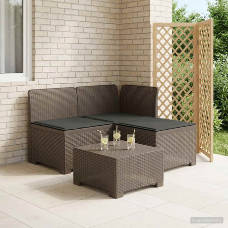 Vidaxl 3-zits tuinbank met kussens in rattanlook 3-zits pp lichtgrijs