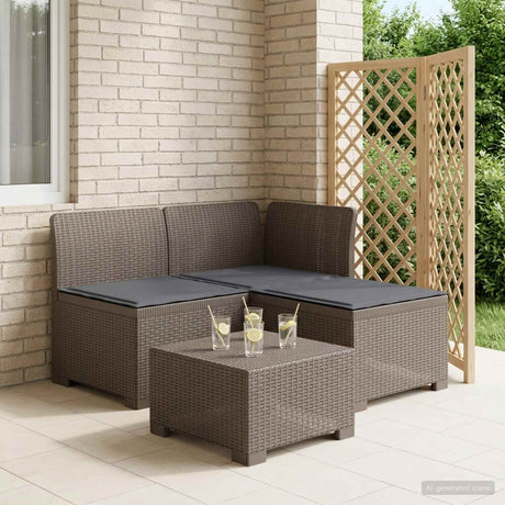 Vidaxl 3-zits tuinbank met kussens in rattanlook 3-zits pp lichtgrijs