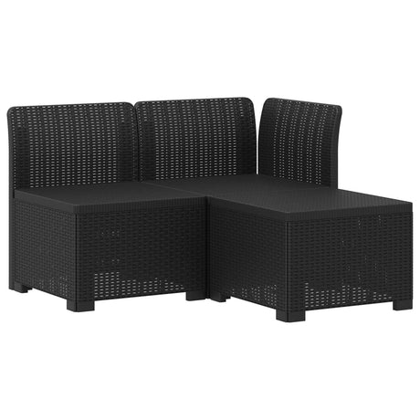 Vidaxl 3-zits tuinbank met kussens in rattanlook 3-zits pp antraciet