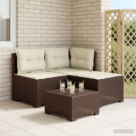 Vidaxl 3-zits tuinbank met kussens in rattanlook 3-zits pp bruin